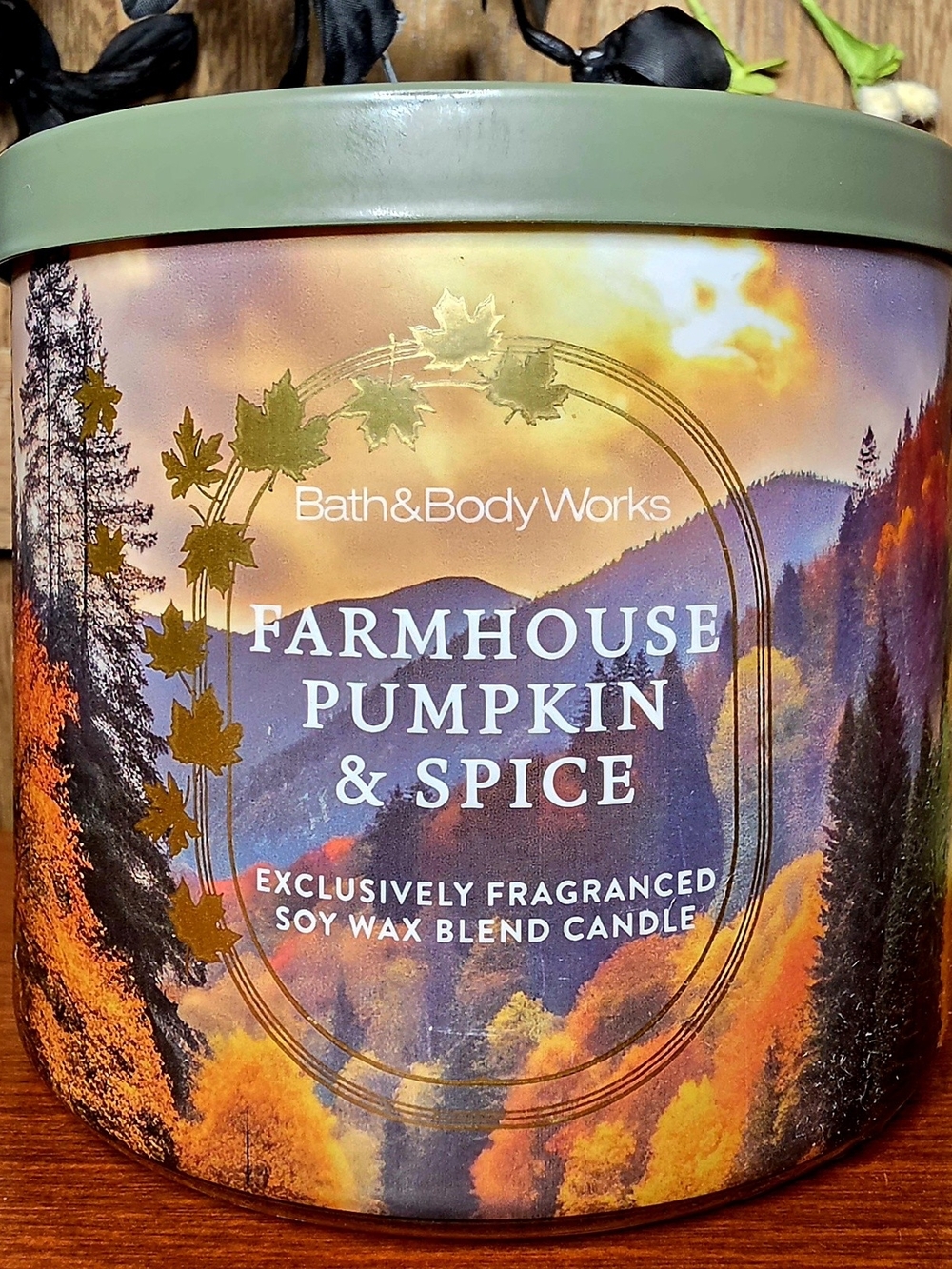 Bath & Body Works Farmhouse Pumpkin & Spice Soy Candle - Green